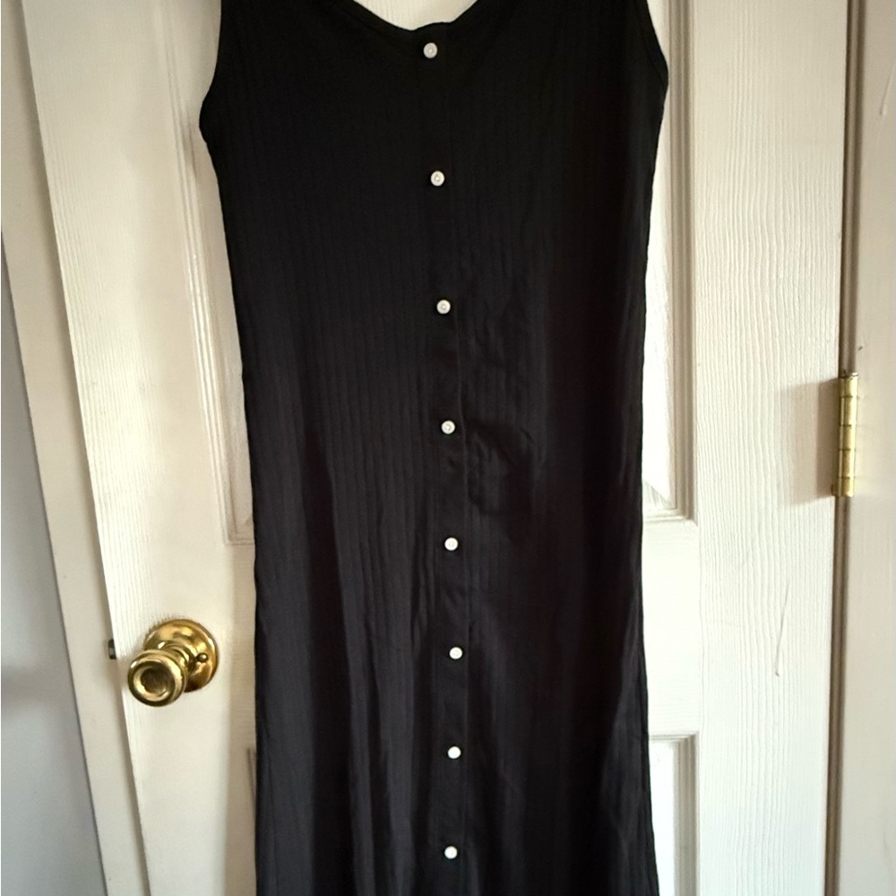 Aerie Black Maxi Dress with Button Detail